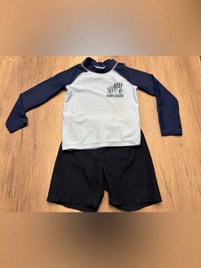 Toddler Boy Swim Set 4T Long Sleeve Rash Guard Swim Shorts